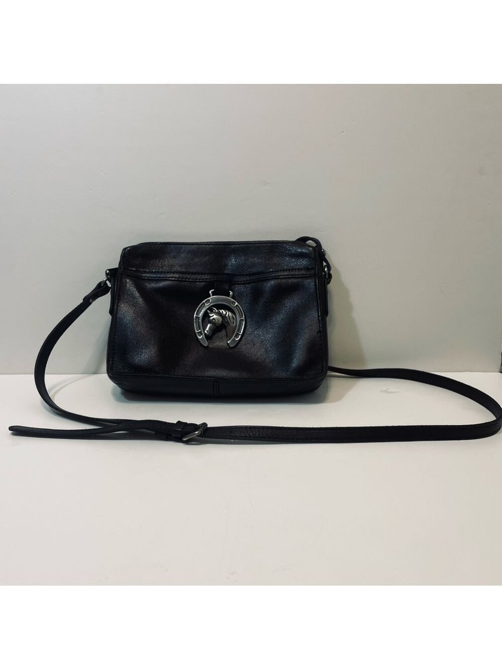 Patricia Nash Nazaire Equestrian Black Leather Bag Heritage Horseshoe EUC - Picture 4 of 16